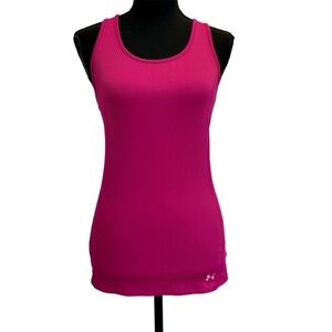 Under Armour Women Rasberry Fuchsia Pink Ribbed Racerback Tank Top S/M Athletic